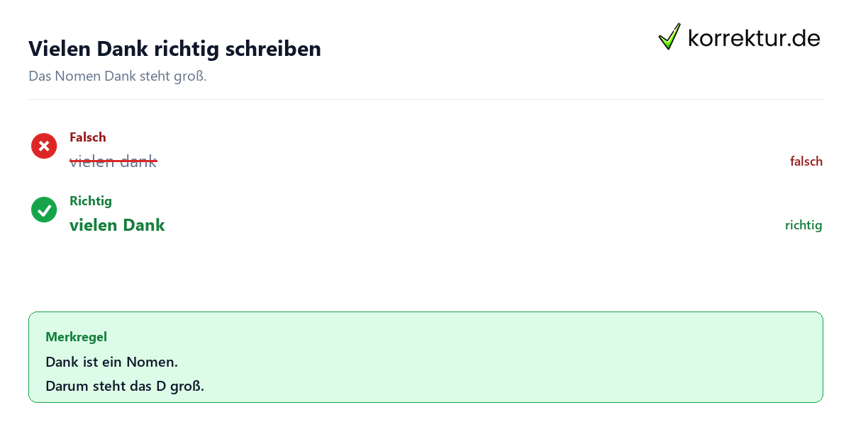 Vielen Dank groß oder klein: richtige Schreibweise