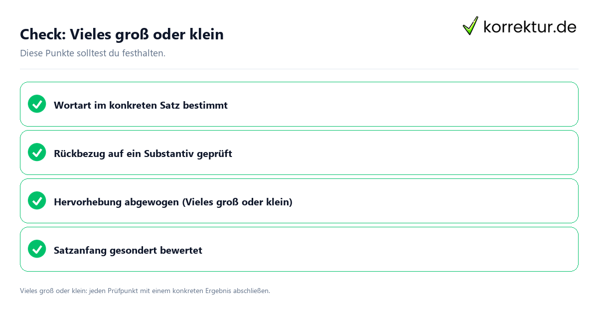 Vieles groß oder klein mit einer themenspezifischen Checkliste