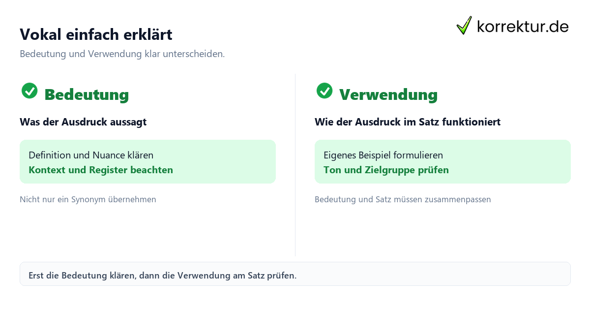 Vokal einfach erklärt mit Bedeutung und passender Verwendung im Vergleich