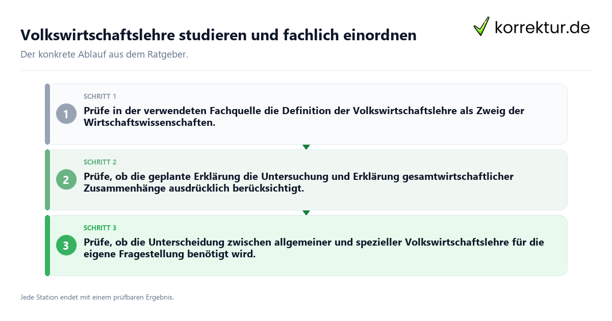 Konkrete Schritte zu Volkswirtschaftslehre studieren und fachlich einordnen