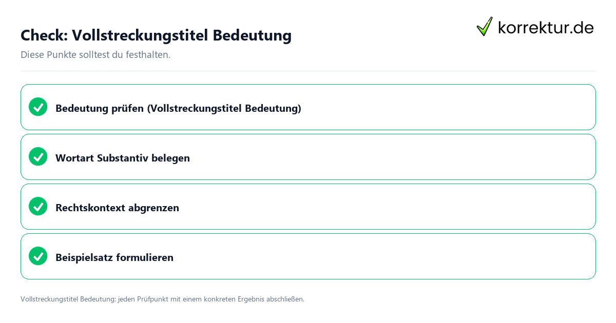 Vollstreckungstitel Bedeutung mit einer themenspezifischen Checkliste