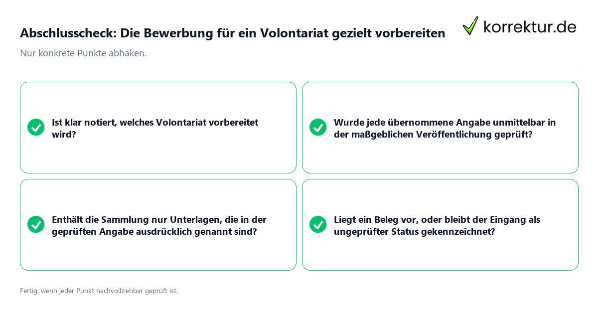 Abschlusscheck: Die Bewerbung für ein Volontariat gezielt vorbereiten Konkreter Abschlusscheck zu Die Bewerbung für ein Volontariat gezielt vorbereiten