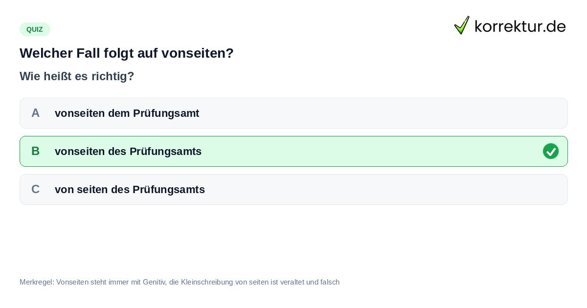 Vonseiten mit Genitiv richtig verwenden