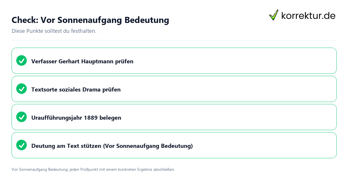 Vor Sonnenaufgang Bedeutung mit einer themenspezifischen Checkliste