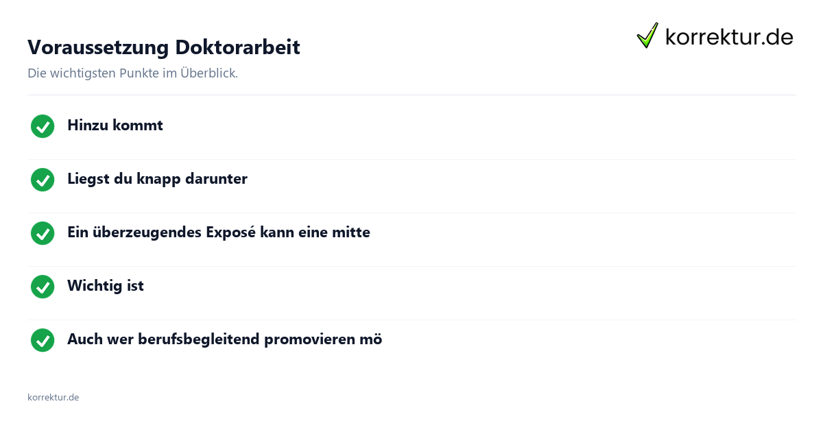 Voraussetzung Doktorarbeit: Überblick