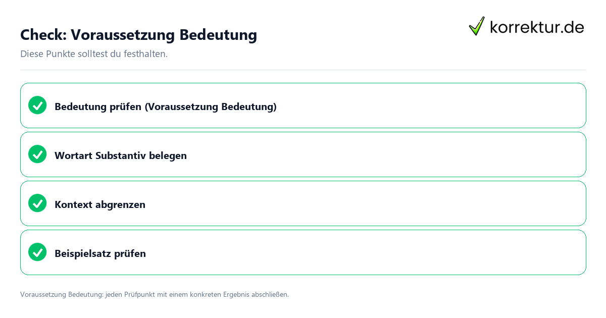 Voraussetzung Bedeutung mit einer themenspezifischen Checkliste