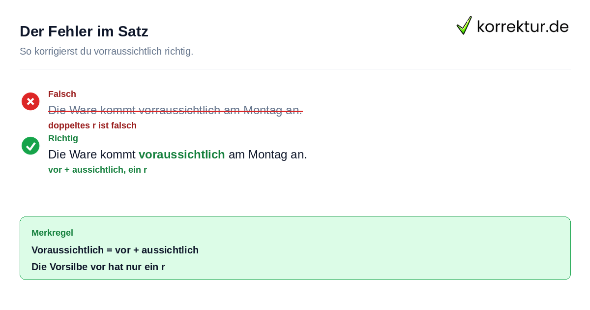 Rotstift-Korrektur zu voraussichtlich oder vorraussichtlich