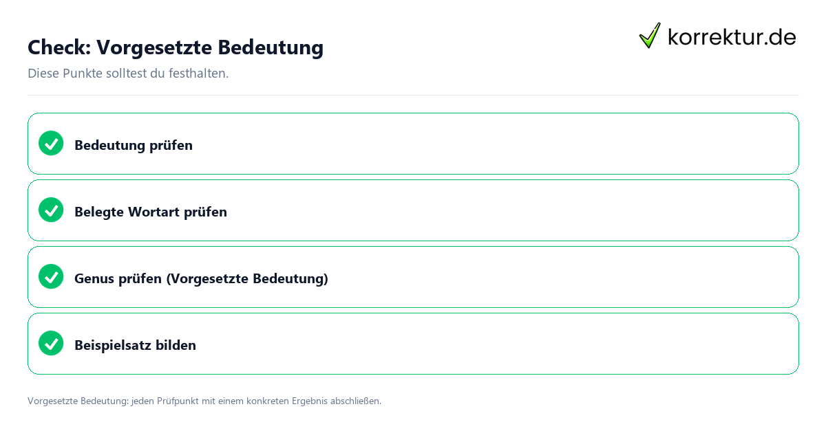 Vorgesetzte Bedeutung mit einer themenspezifischen Checkliste