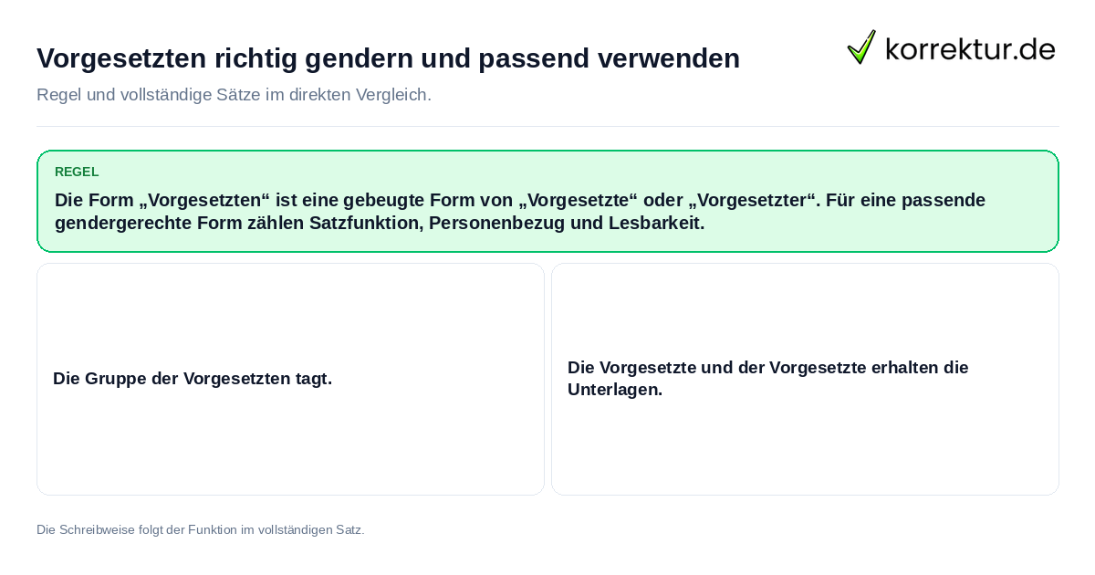 Konkrete Regel und vollständige Beispielsätze zu Vorgesetzten richtig gendern und passend verwenden