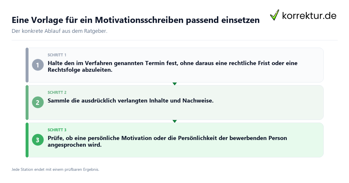 Konkrete Schritte zu Eine Vorlage für ein Motivationsschreiben passend einsetzen
