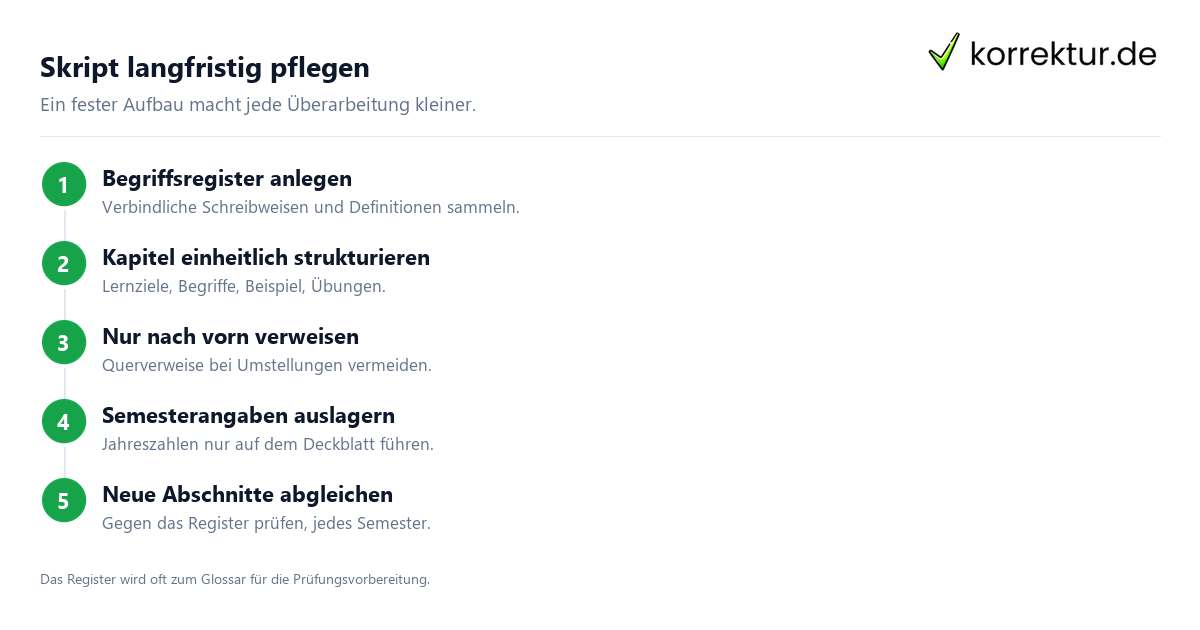 Vorlesungsskript erstellen und über Semester pflegen mit Begriffsregister