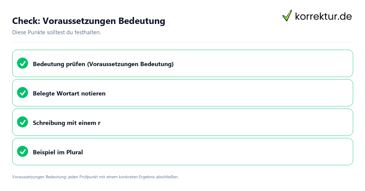 Voraussetzungen Bedeutung mit einer themenspezifischen Checkliste