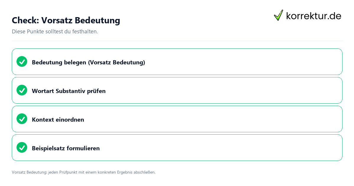 Vorsatz Bedeutung mit einer themenspezifischen Checkliste