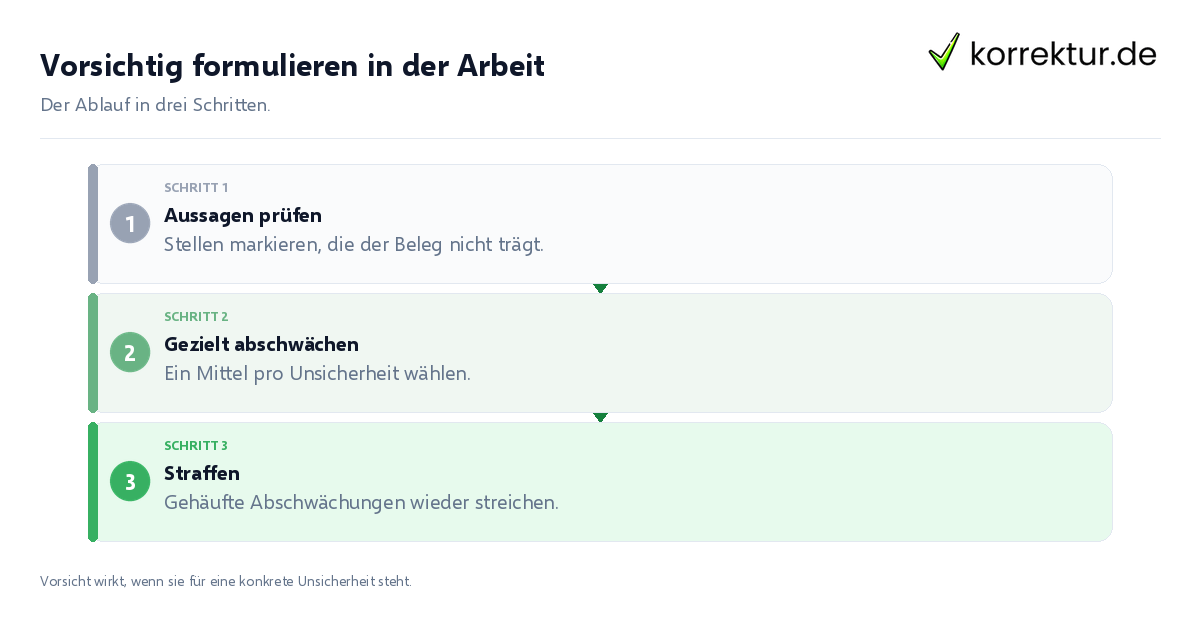 Vorsichtig formulieren in der Arbeit Vorsichtig formulieren in der Arbeit: der Ablauf in drei Schritten