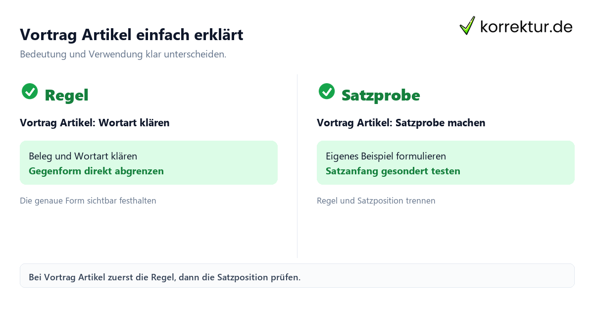 Vortrag Artikel einfach erklärt mit Bedeutung und passender Verwendung im Vergleich