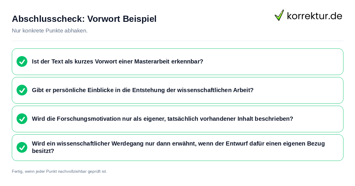 Konkreter Abschlusscheck zu Vorwort Beispiel