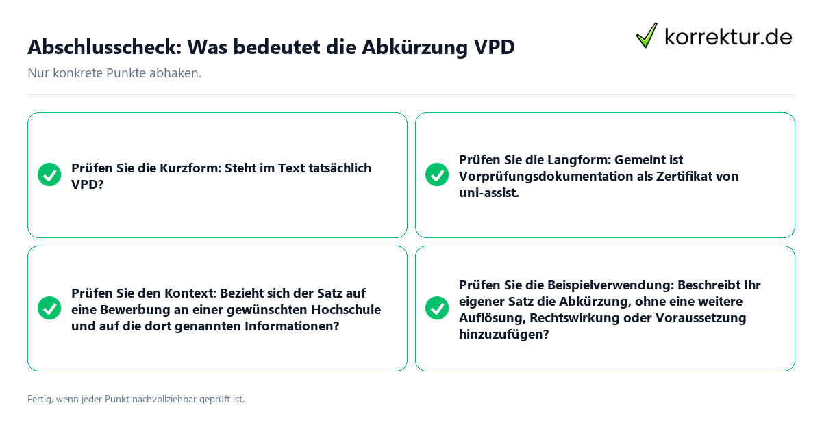 Abschlusscheck: Was bedeutet die Abkürzung VPD Konkreter Abschlusscheck zu Was bedeutet die Abkürzung VPD