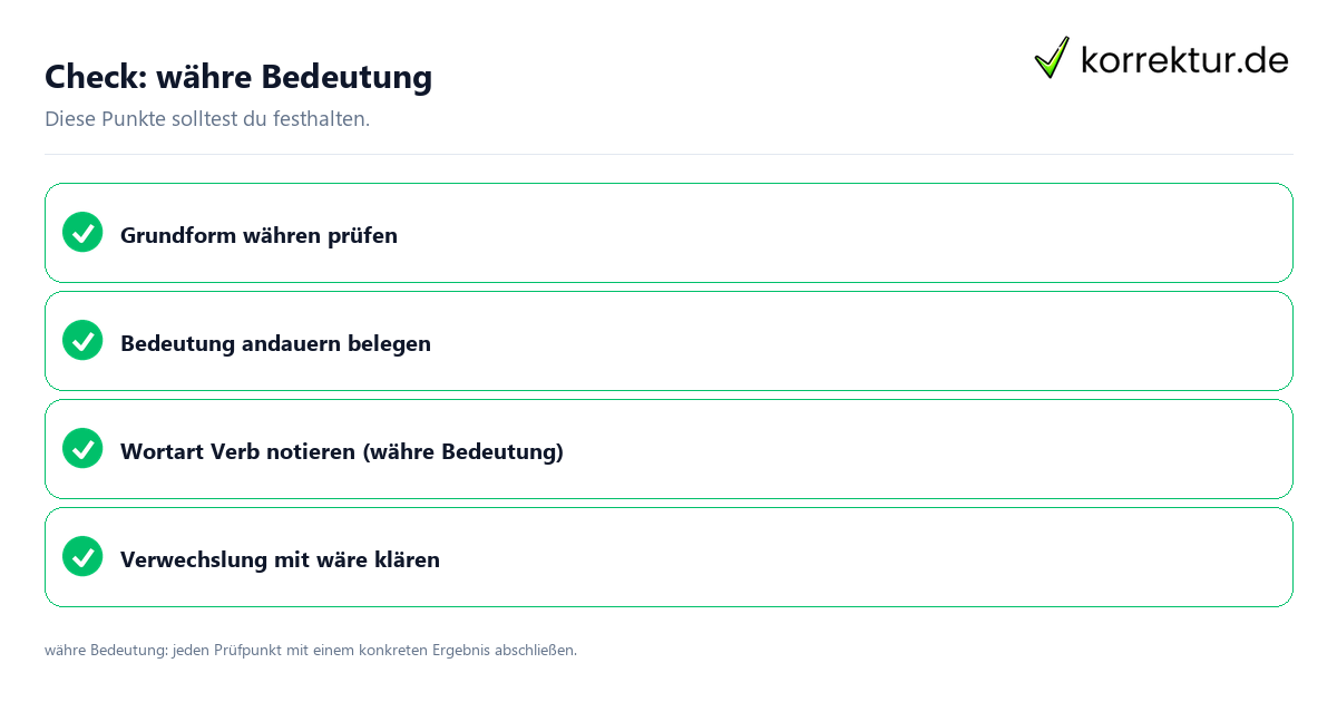 Währe Bedeutung mit einer themenspezifischen Checkliste