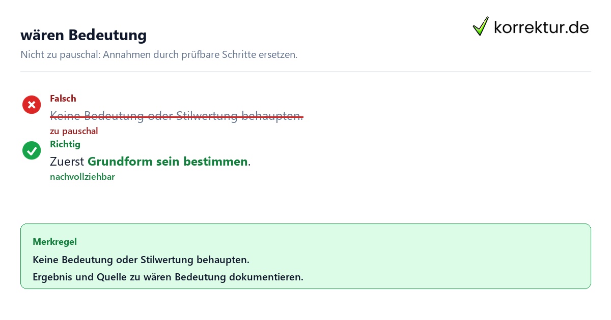 Ungeeignete und belastbare Vorgehensweise bei wären Bedeutung