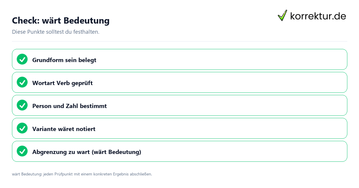 Wärt Bedeutung mit einer themenspezifischen Checkliste