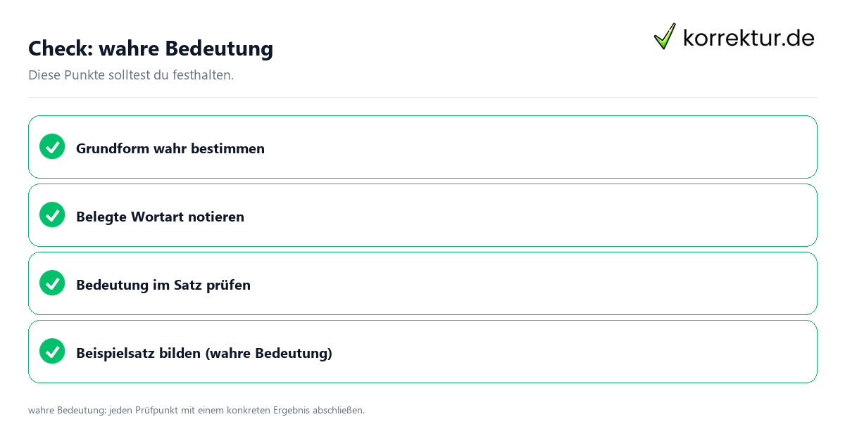 Wahre Bedeutung mit einer themenspezifischen Checkliste