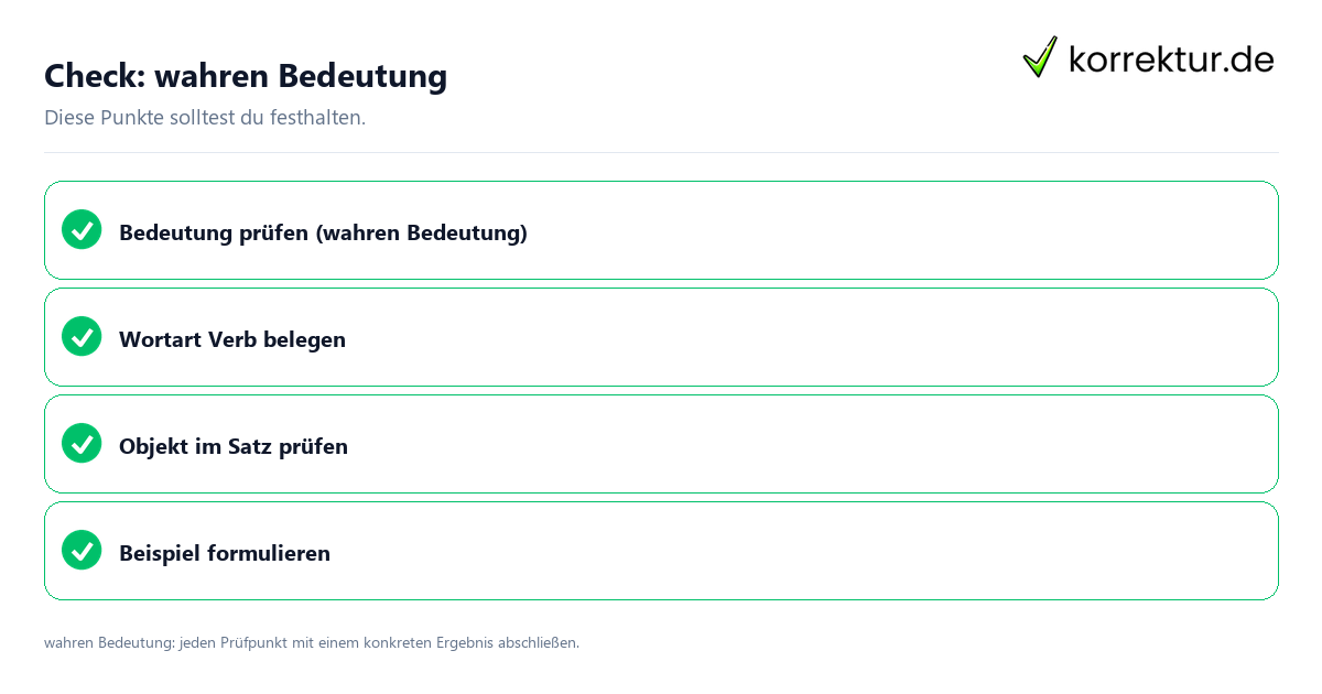 Wahren Bedeutung mit einer themenspezifischen Checkliste