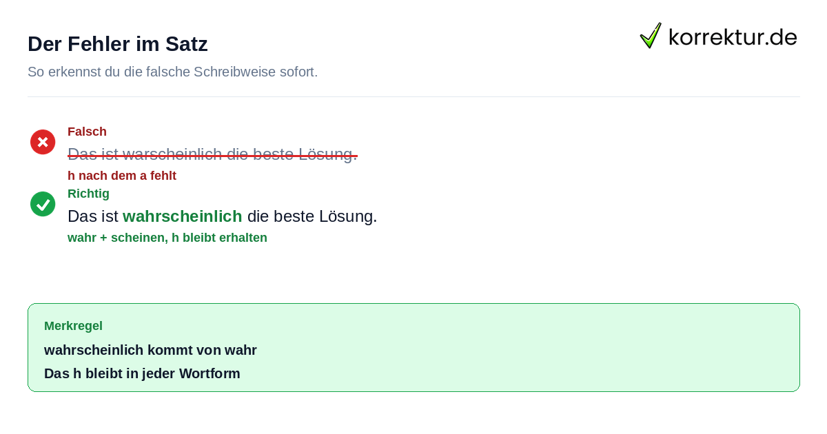 Rotstift Korrektur wahrscheinlich statt warscheinlich