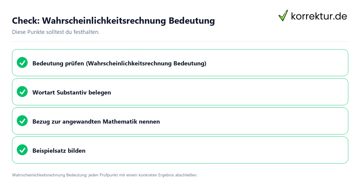 Check: Wahrscheinlichkeitsrechnung Bedeutung Wahrscheinlichkeitsrechnung Bedeutung mit einer themenspezifischen Checkliste