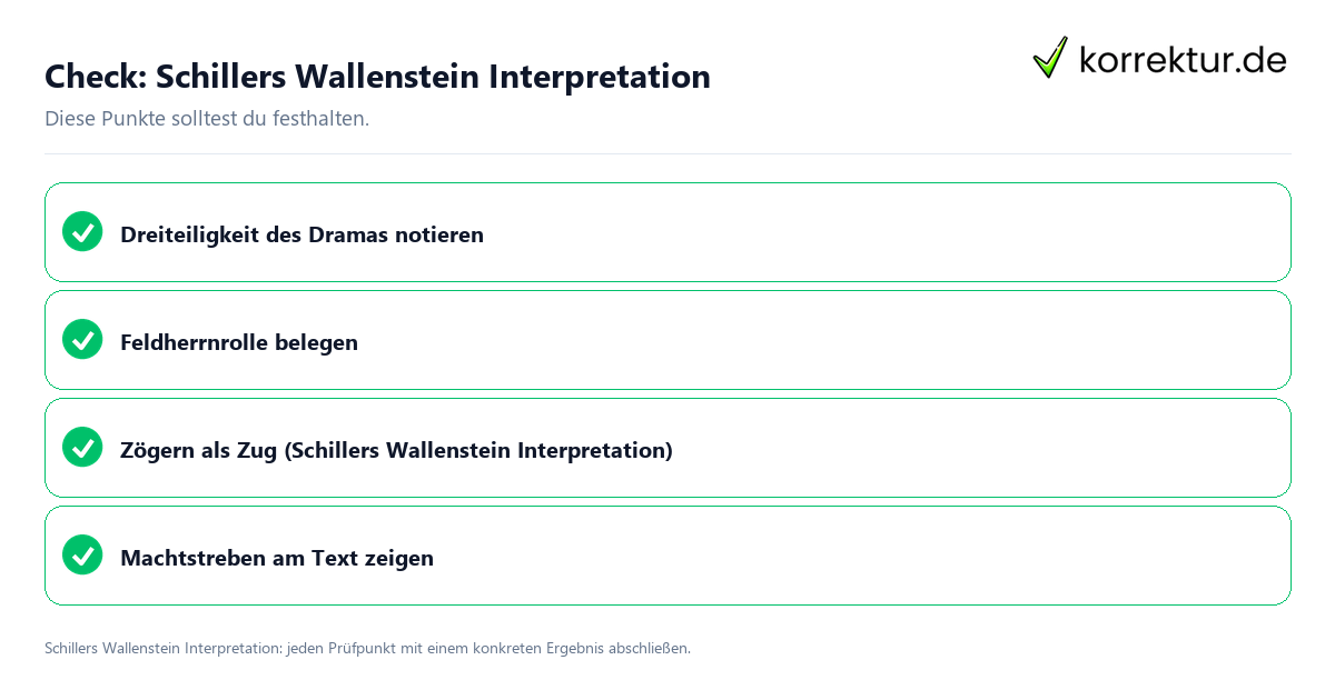 Schillers Wallenstein Interpretation mit einer themenspezifischen Checkliste