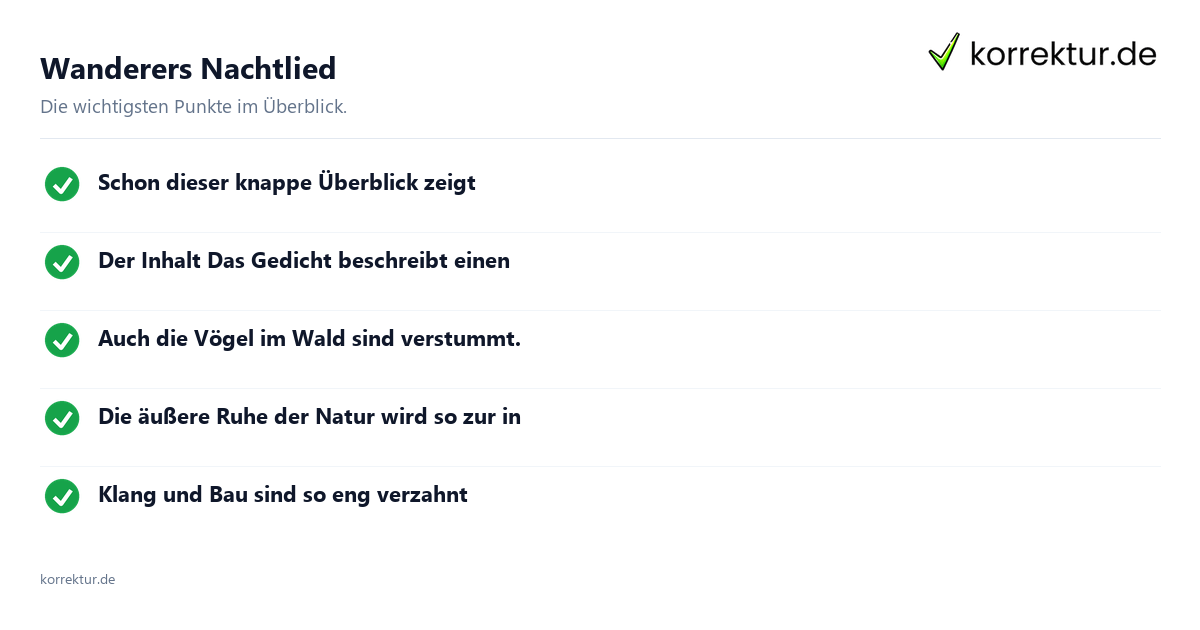 Wanderers Nachtlied Wanderers Nachtlied: Überblick