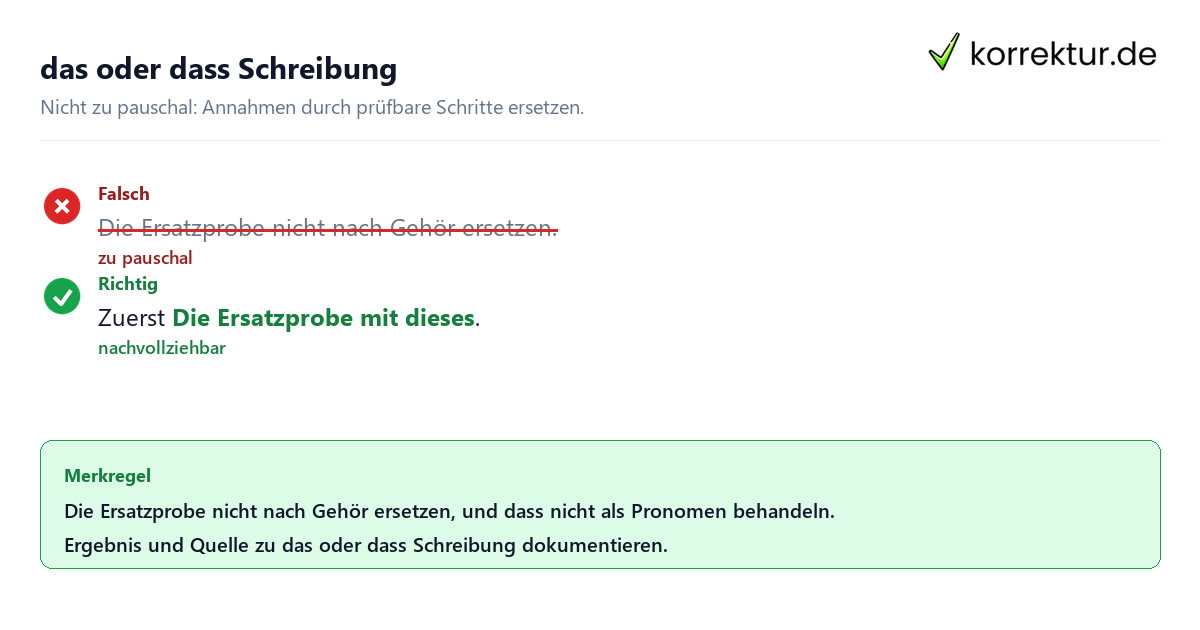 Ungeeignete und belastbare Vorgehensweise bei das oder dass Schreibung