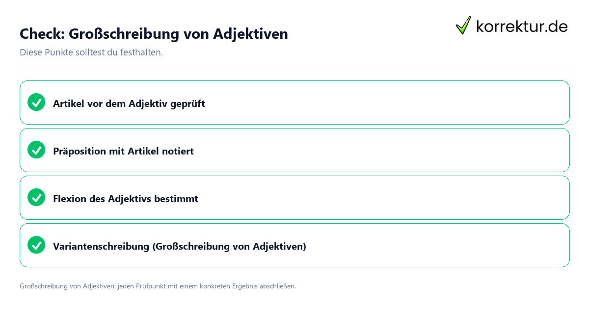 Großschreibung von Adjektiven mit einer themenspezifischen Checkliste