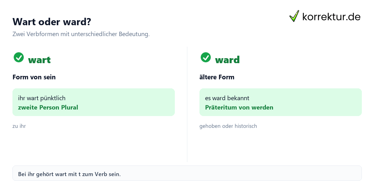 Wart oder ward? Wart oder ward: Unterschied und richtige Verwendung