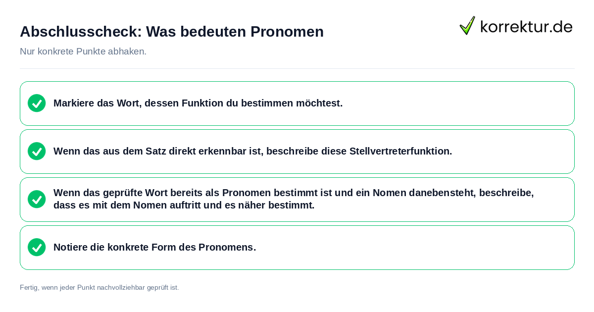 Abschlusscheck: Was bedeuten Pronomen Konkreter Abschlusscheck zu Was bedeuten Pronomen
