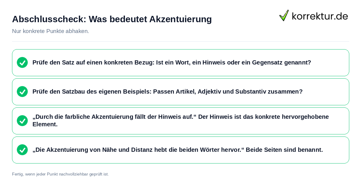 Konkreter Abschlusscheck zu Was bedeutet Akzentuierung
