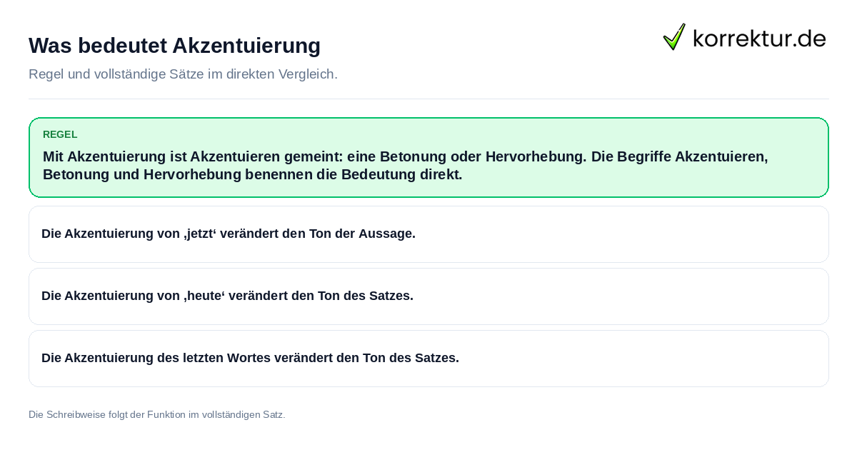 Konkrete Regel und vollständige Beispielsätze zu Was bedeutet Akzentuierung