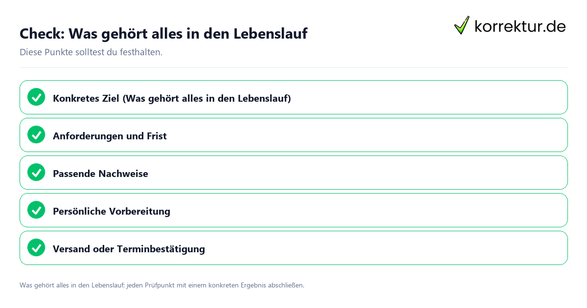 Was gehört alles in den Lebenslauf mit einer themenspezifischen Checkliste