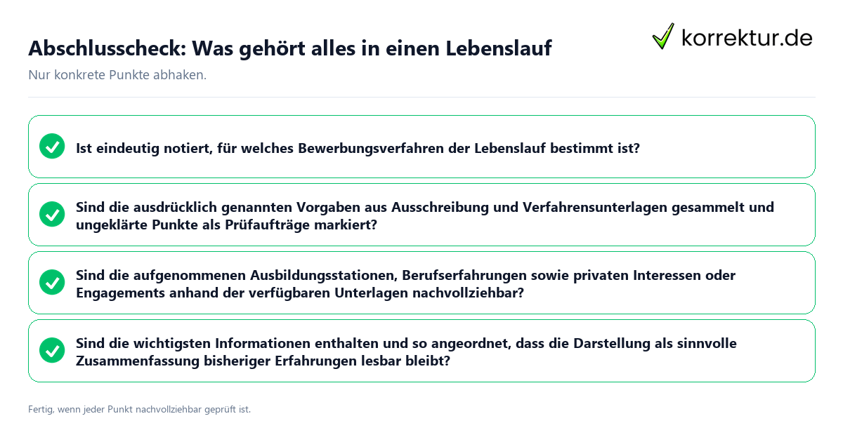 Abschlusscheck: Was gehört alles in einen Lebenslauf Konkreter Abschlusscheck zu Was gehört alles in einen Lebenslauf