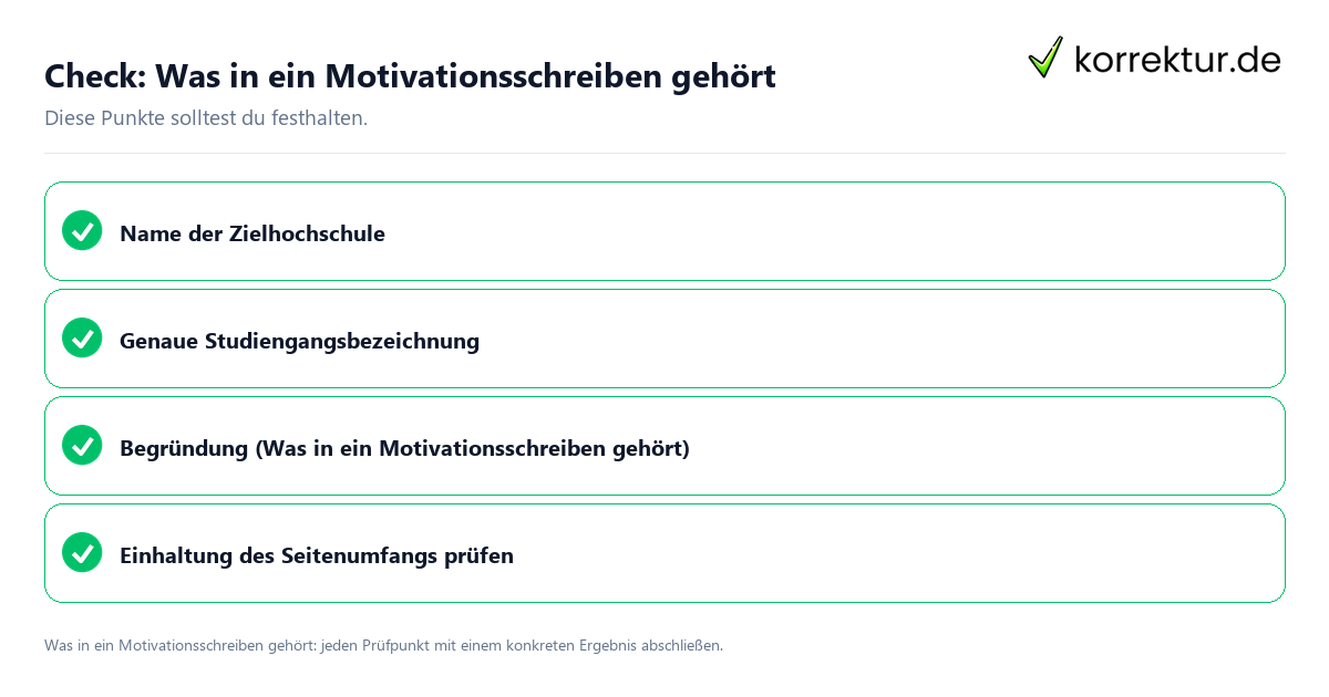 Check: Was in ein Motivationsschreiben gehört Was in ein Motivationsschreiben gehört mit einer themenspezifischen Checkliste