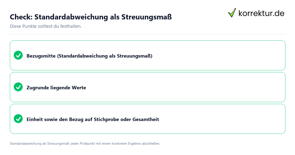 Standardabweichung als Streuungsmaß mit einer themenspezifischen Checkliste