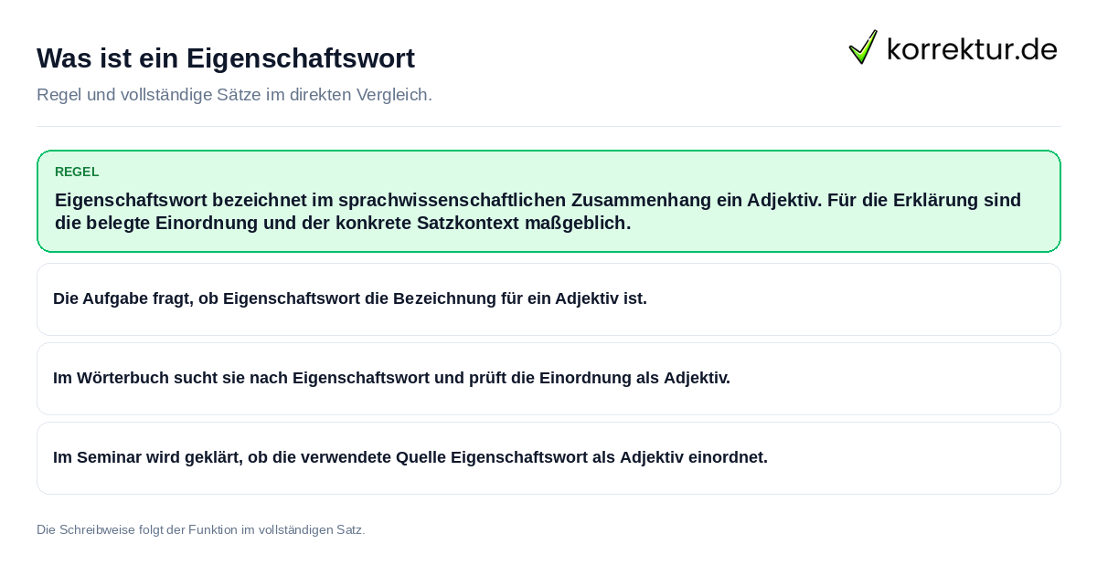 Was ist ein Eigenschaftswort Konkrete Regel und vollständige Beispielsätze zu Was ist ein Eigenschaftswort
