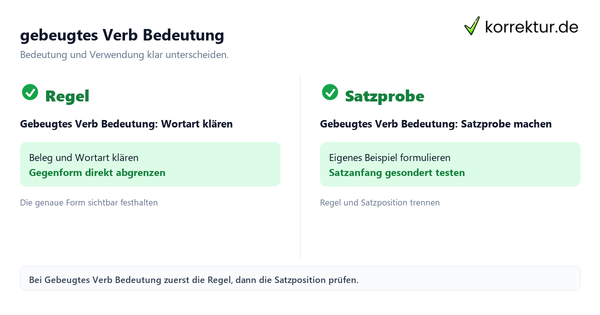 gebeugtes Verb Bedeutung mit Bedeutung und passender Verwendung im Vergleich