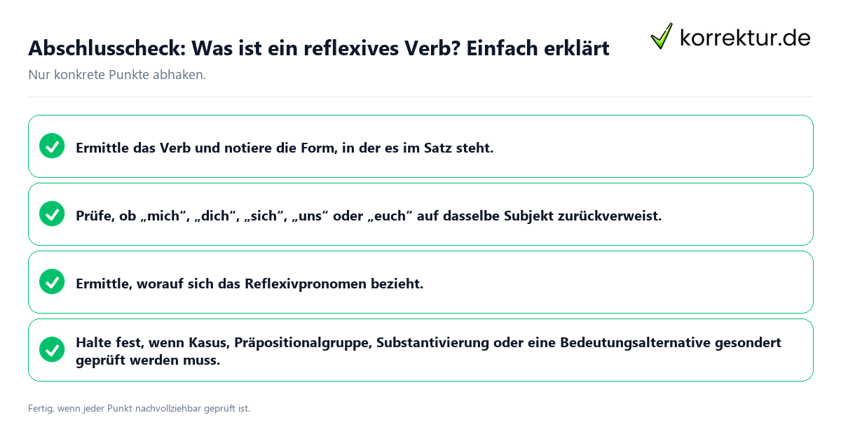 Konkreter Abschlusscheck zu Was ist ein reflexives Verb? Einfach erklärt