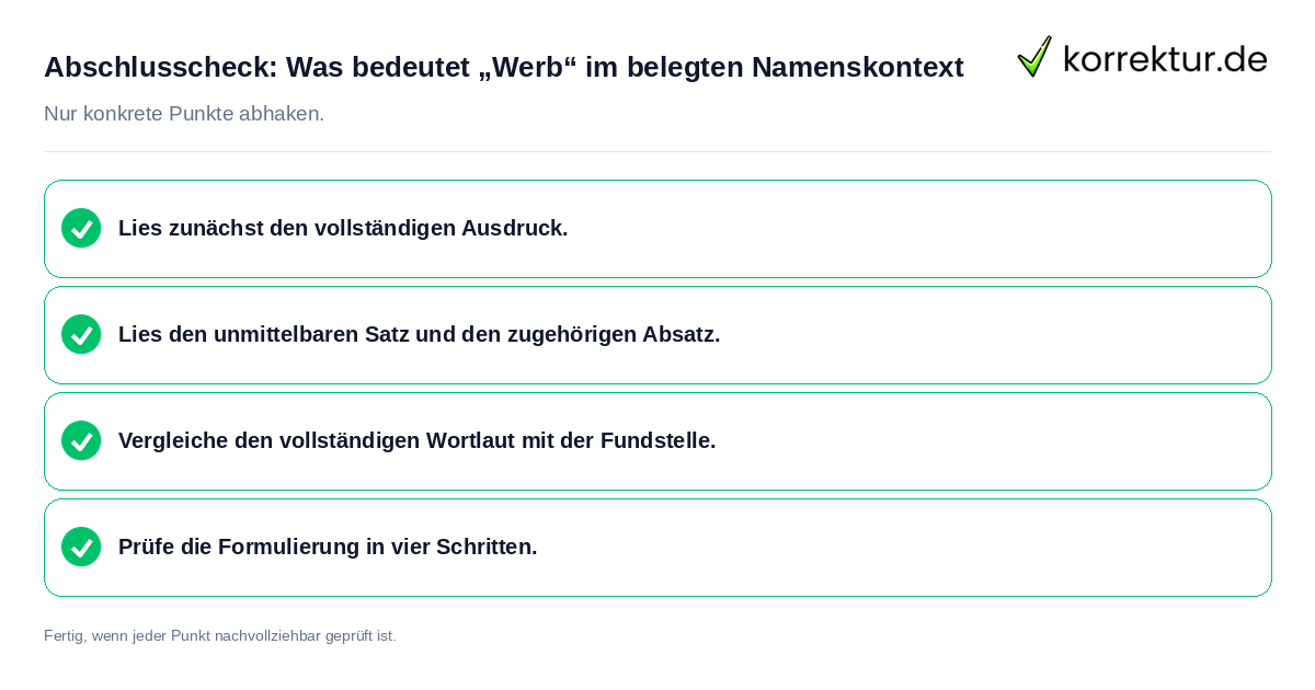 Abschlusscheck: Was bedeutet „Werb“ im belegten Namenskontext Konkreter Abschlusscheck zu Was bedeutet „Werb“ im belegten Namenskontext