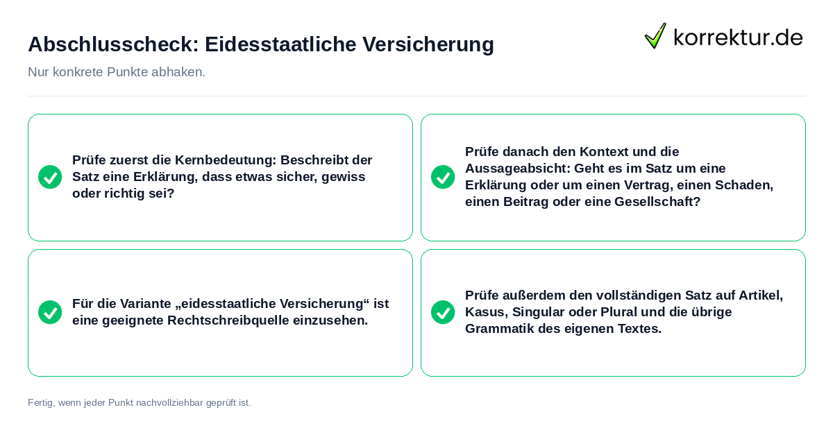Abschlusscheck: Eidesstaatliche Versicherung Konkreter Abschlusscheck zu Eidesstaatliche Versicherung