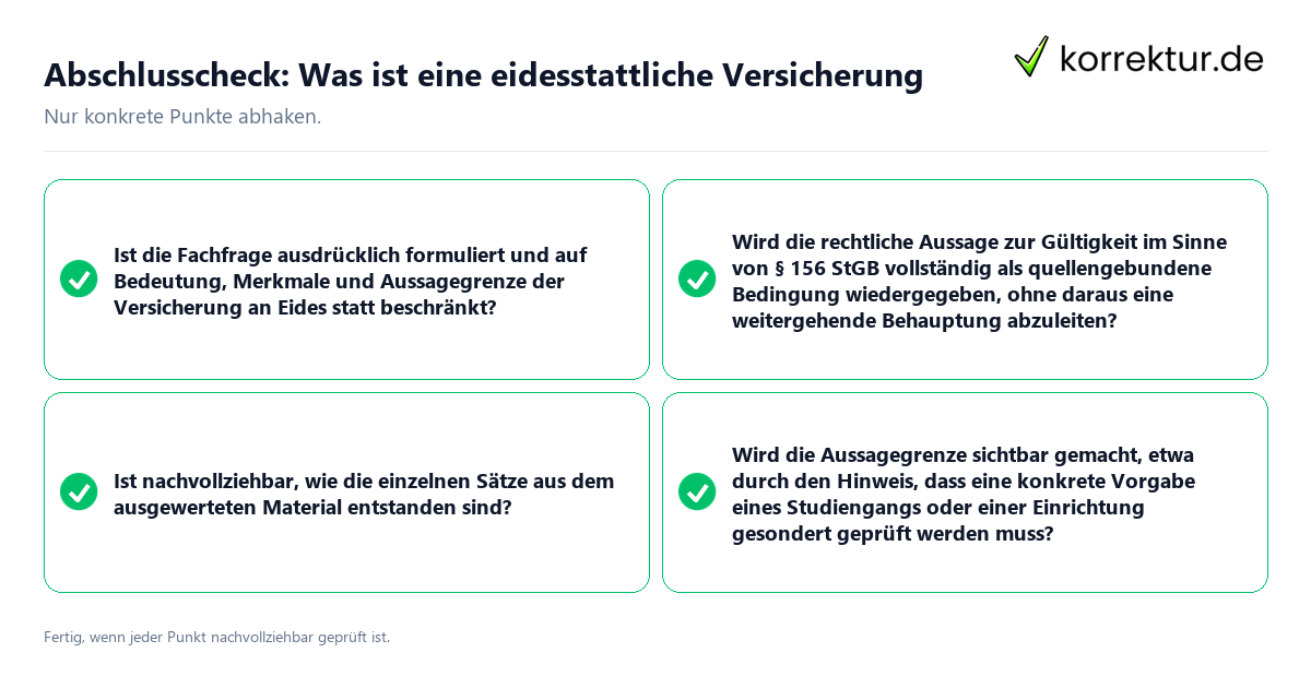 Konkreter Abschlusscheck zu Was ist eine eidesstattliche Versicherung