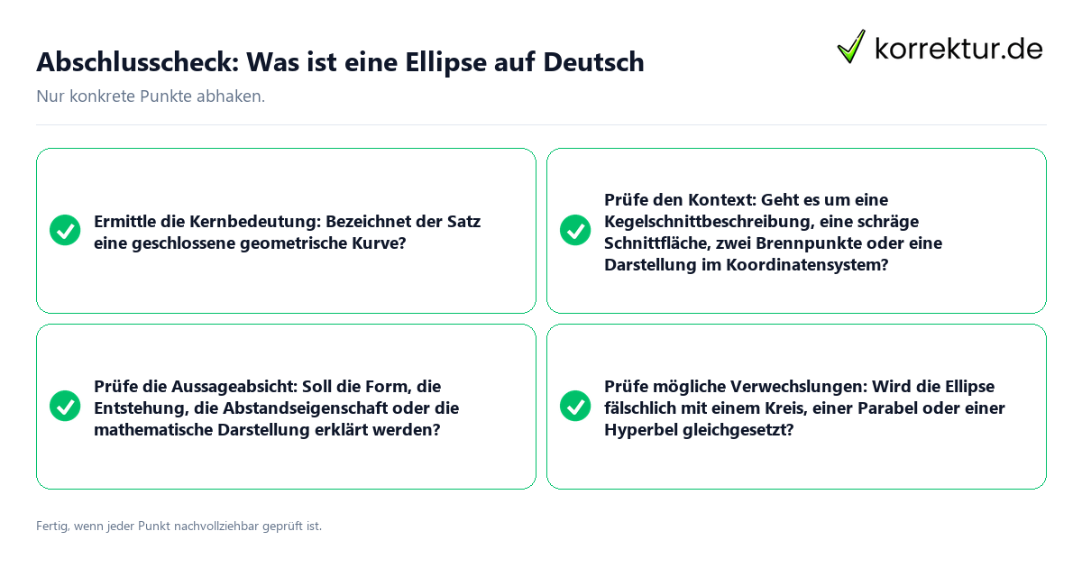 Konkreter Abschlusscheck zu Was ist eine Ellipse auf Deutsch