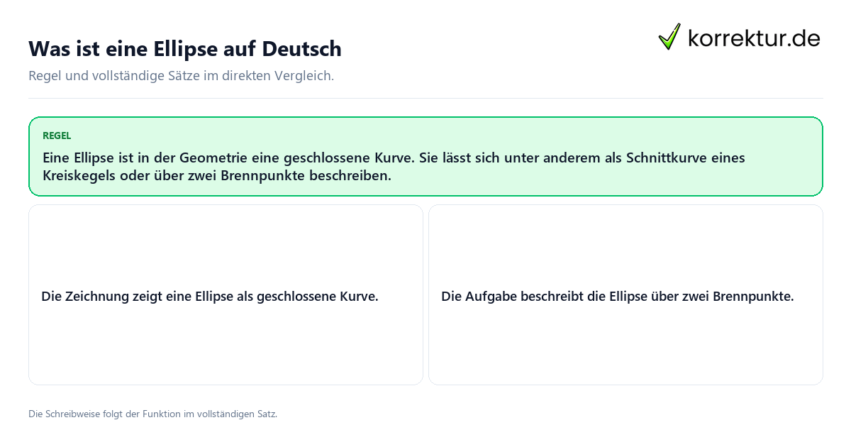 Konkrete Regel und vollständige Beispielsätze zu Was ist eine Ellipse auf Deutsch