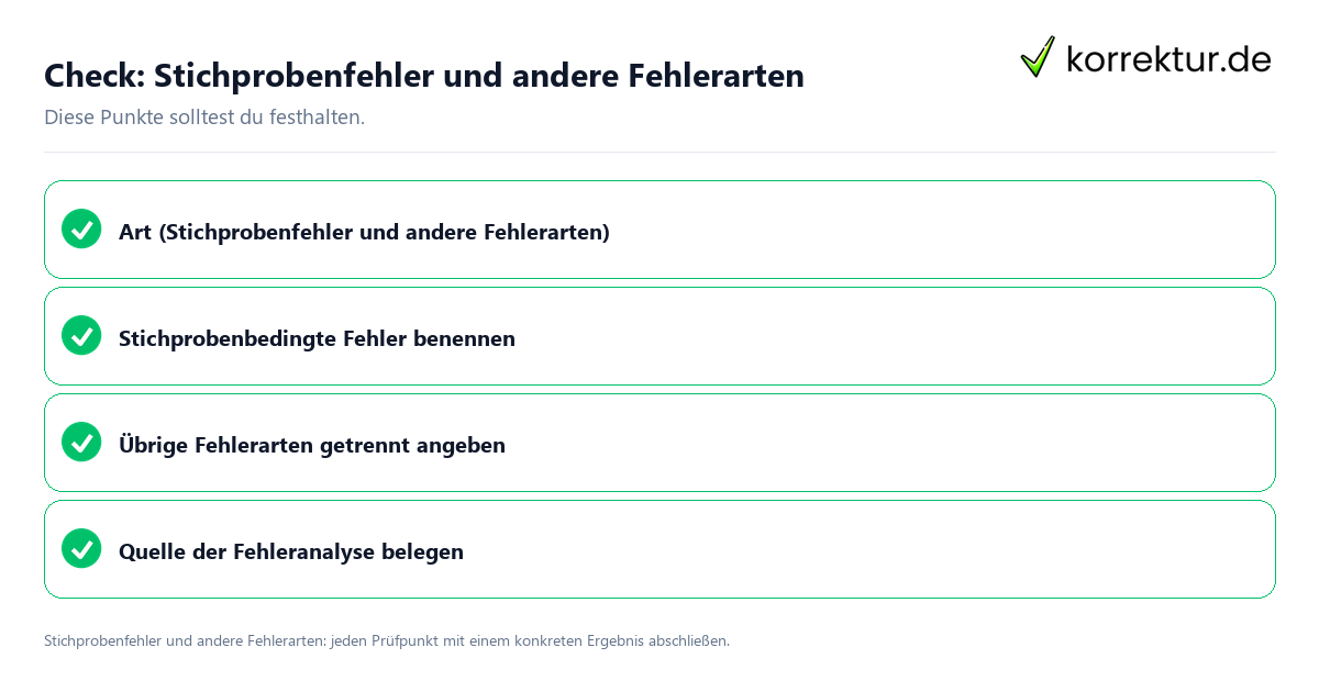 Stichprobenfehler und andere Fehlerarten mit einer themenspezifischen Checkliste