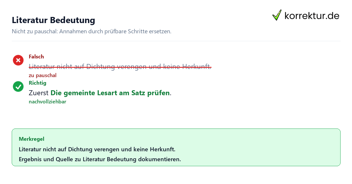Literatur Bedeutung Ungeeignete und belastbare Vorgehensweise bei Literatur Bedeutung